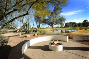 Golf course home with fire pit in Sun Lakes Oakwood