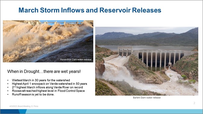 March 2023 storm inflows reservoir releases