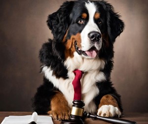 dog with a gavel