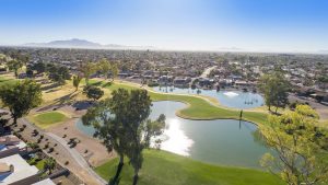 Enjoy golf course views at 10005 E Michigan Ave.